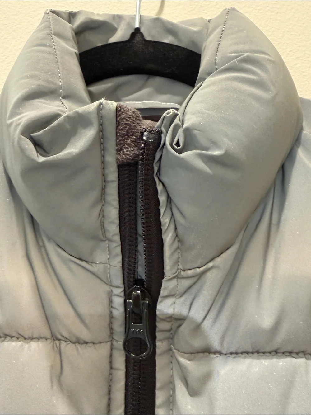 GAP Light Gray Quilted Puffer Vest with Black Trim